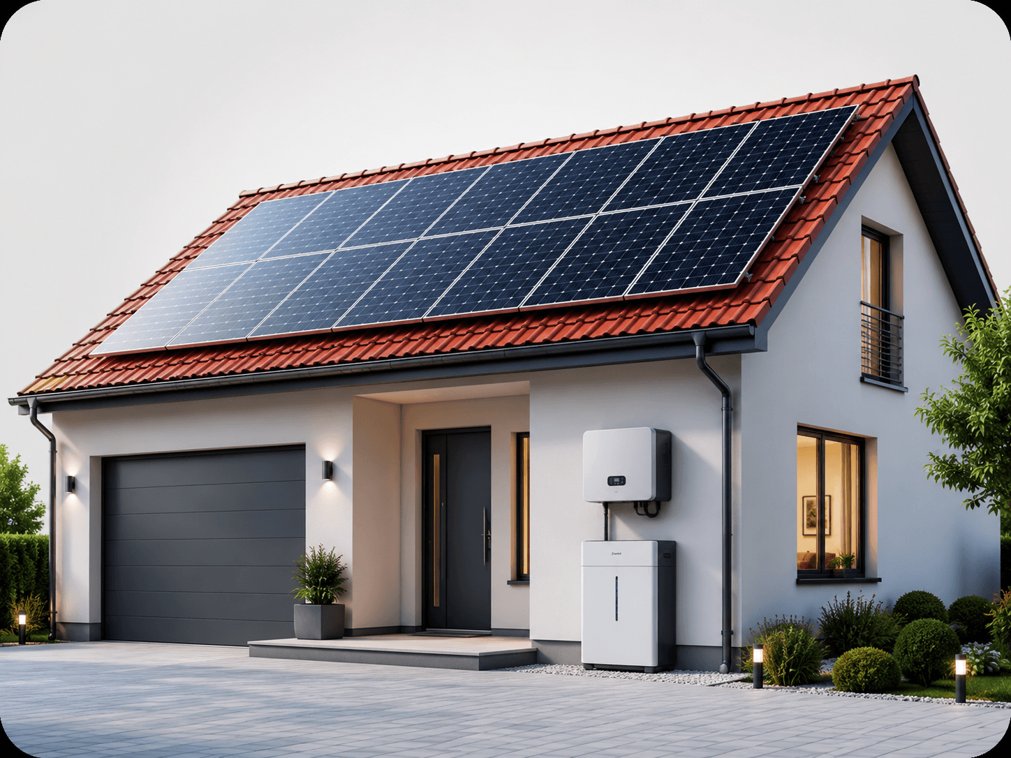 Kit fotovoltaic hibrid instalat pe acoperiș